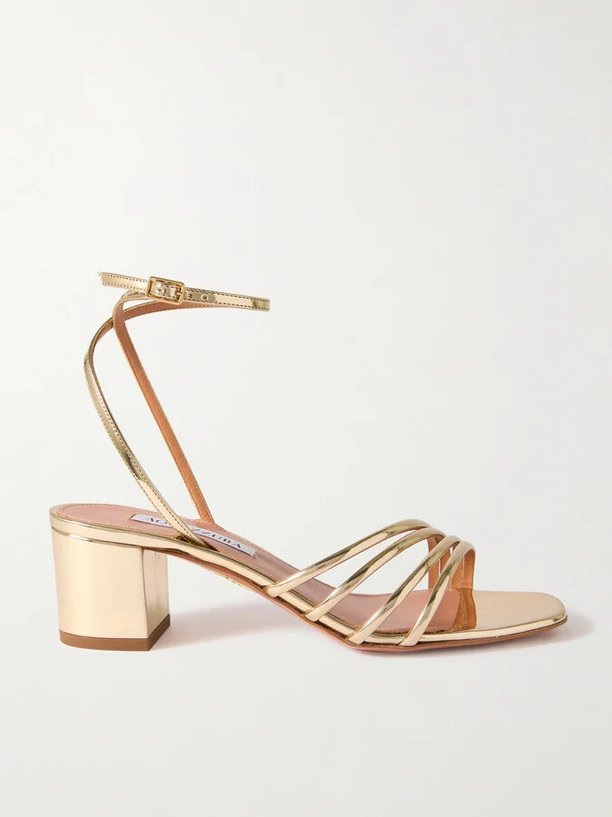 Aquazzura - Latour 50mm Metallic Leather Sandals - Gold