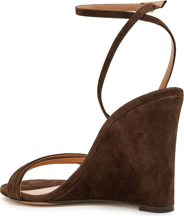 Aquazzura Latour 85 Suede Wedge Sandals - Image 2