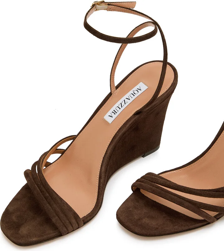Aquazzura Latour 85 Suede Wedge Sandals - Image 3
