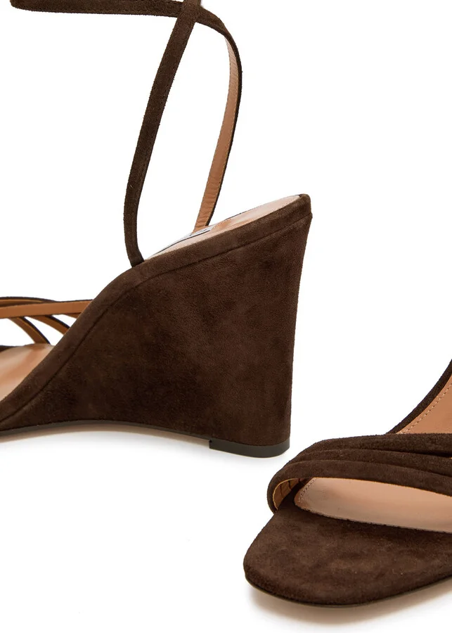 Aquazzura Latour 85 Suede Wedge Sandals - Image 4