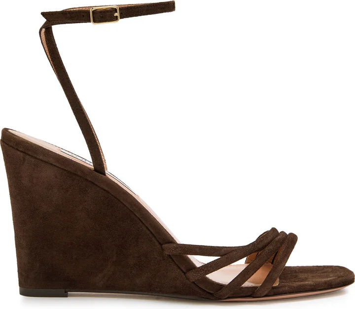 Aquazzura Latour 85 Suede Wedge Sandals