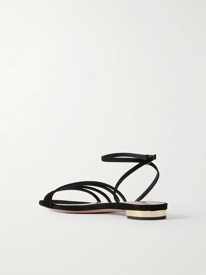 Aquazzura - Latour Suede Sandals - Black - Image 3