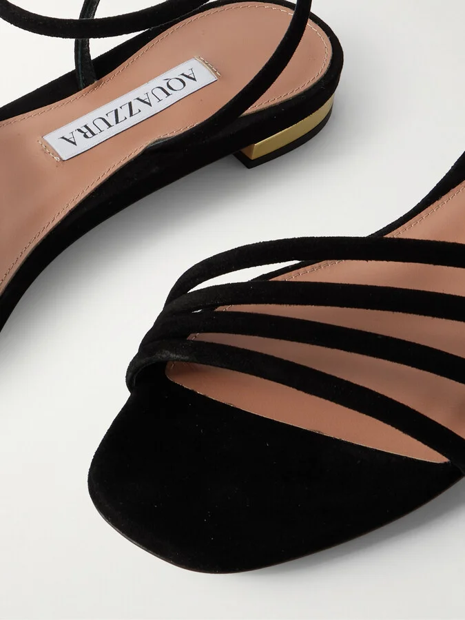 Aquazzura - Latour Suede Sandals - Black - Image 4