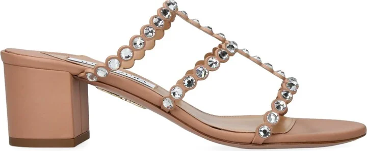 Aquazzura Leather Embellished Tequila Sandals 50