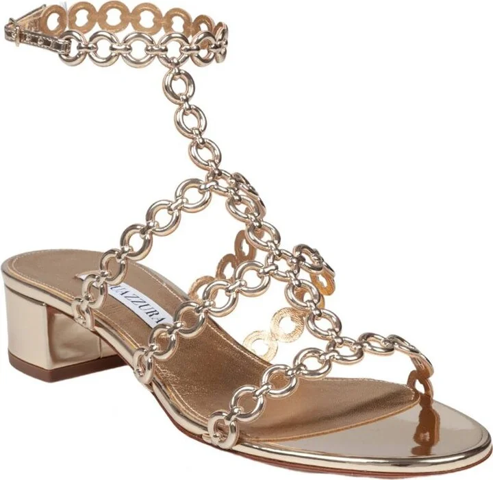 Aquazzura Leather Sandal With Mirrored Finish - Image 2