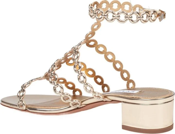 Aquazzura Leather Sandal With Mirrored Finish - Image 4