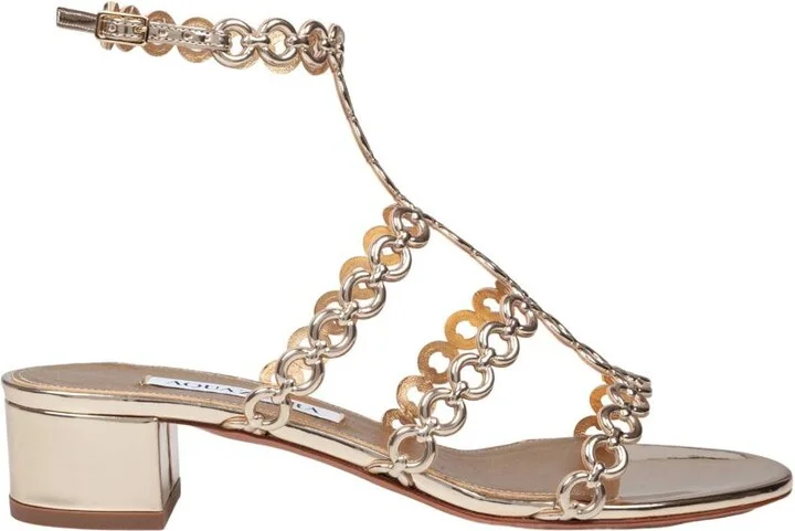 Aquazzura Leather Sandal With Mirrored Finish