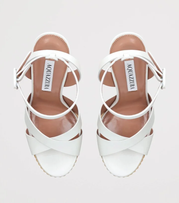 Aquazzura Leather Sunseeker Plateau Platform Sandals 140 - Image 4