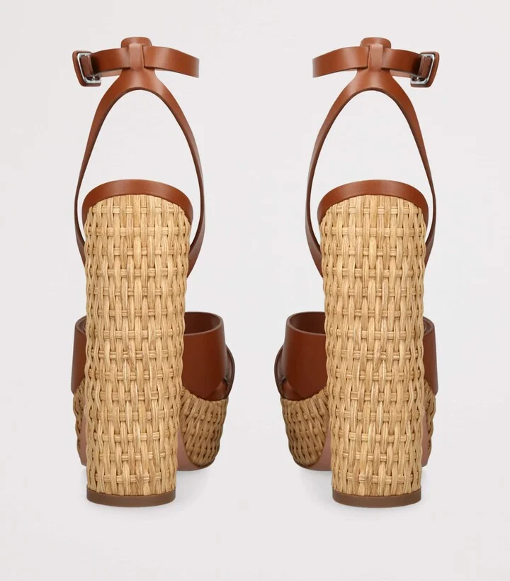 Aquazzura Leather Sunseeker Plateau Sandals 140 - Image 2