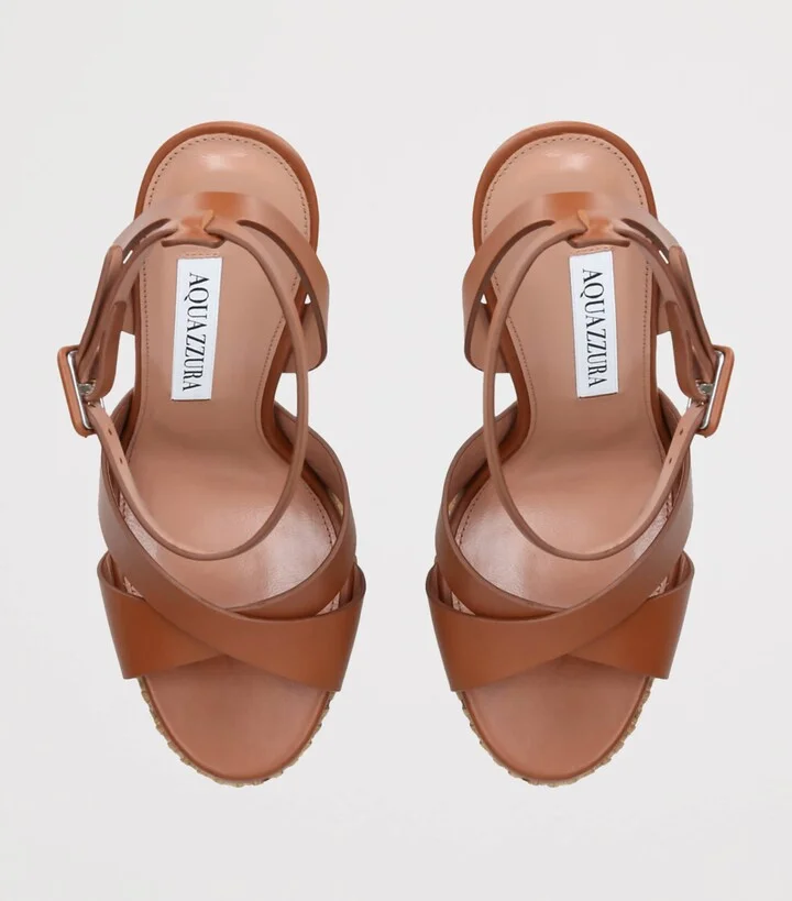 Aquazzura Leather Sunseeker Plateau Sandals 140 - Image 4
