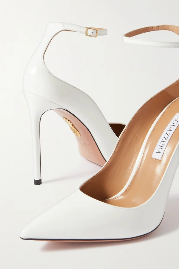 Aquazzura - Love Affair 105 Patent-leather Pumps - White - Image 4