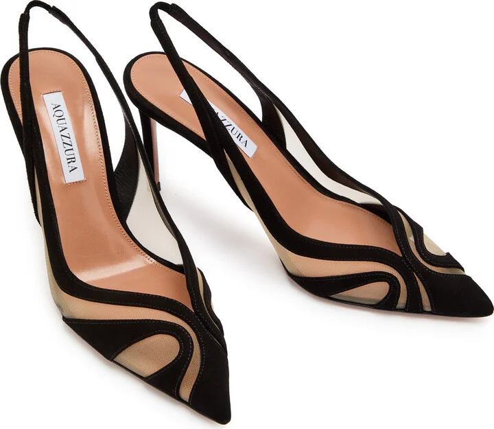 Aquazzura Lune Suede Slingback Pumps - Image 3