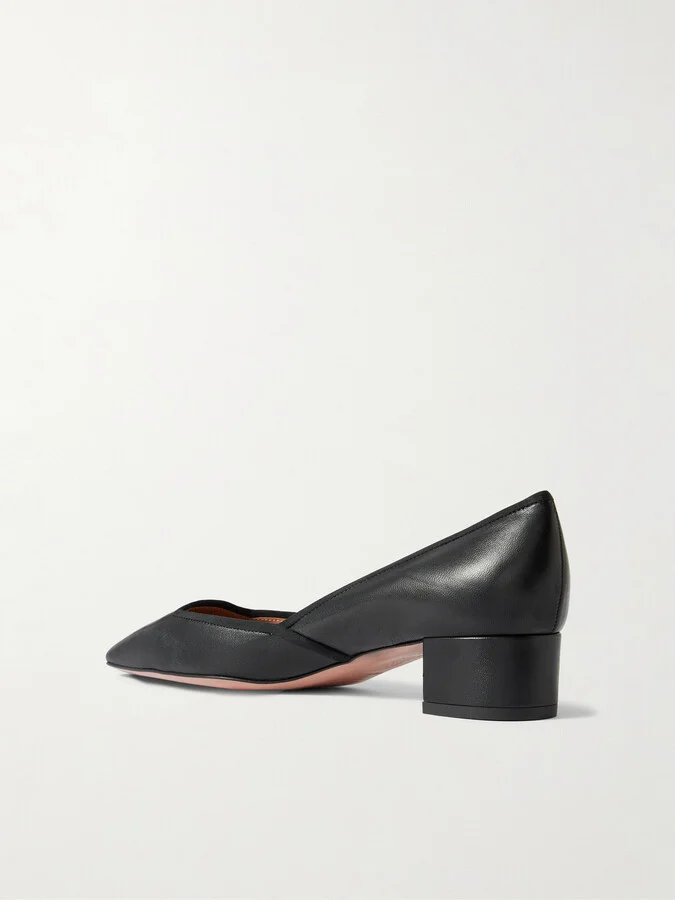 Aquazzura - Maia 35 Grosgrain-trimmed Leather Pumps - Black - Image 3