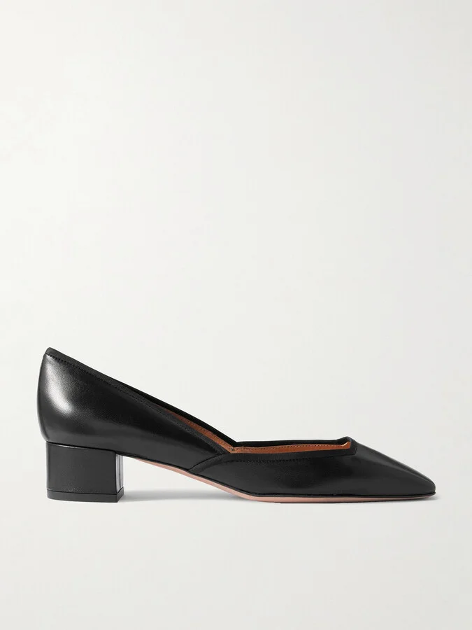 Aquazzura - Maia 35 Grosgrain-trimmed Leather Pumps - Black