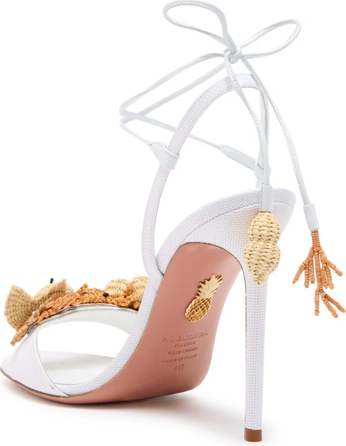 Aquazzura Marea 105 Appliquéd canvas Sandals - Image 2
