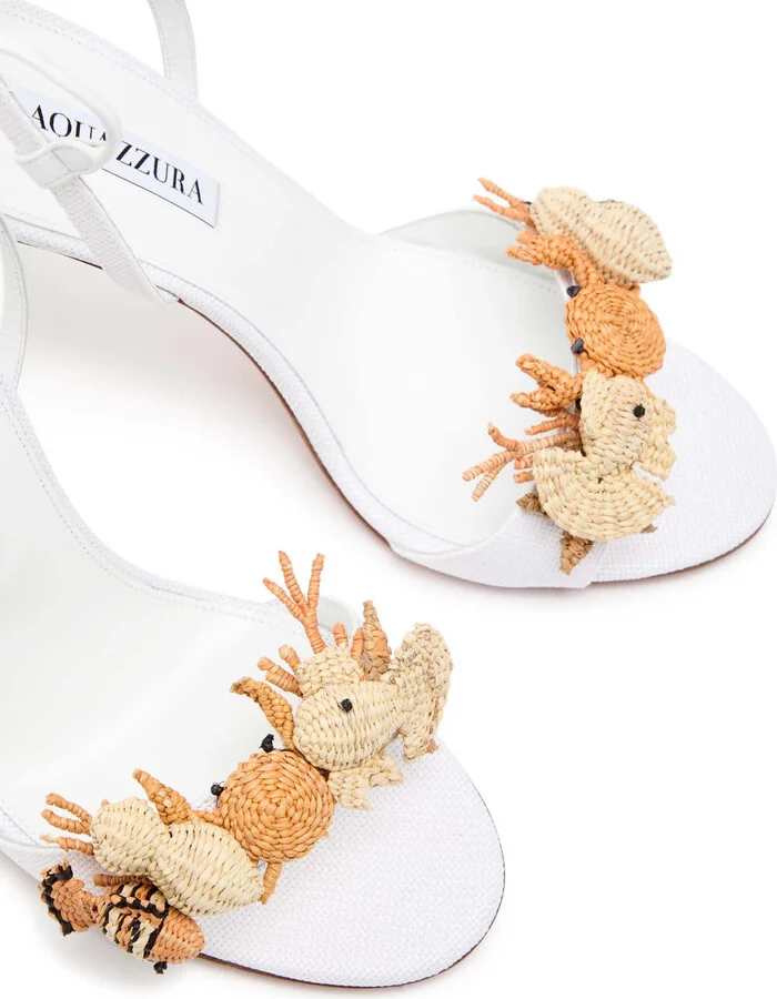 Aquazzura Marea 105 Appliquéd canvas Sandals - Image 3