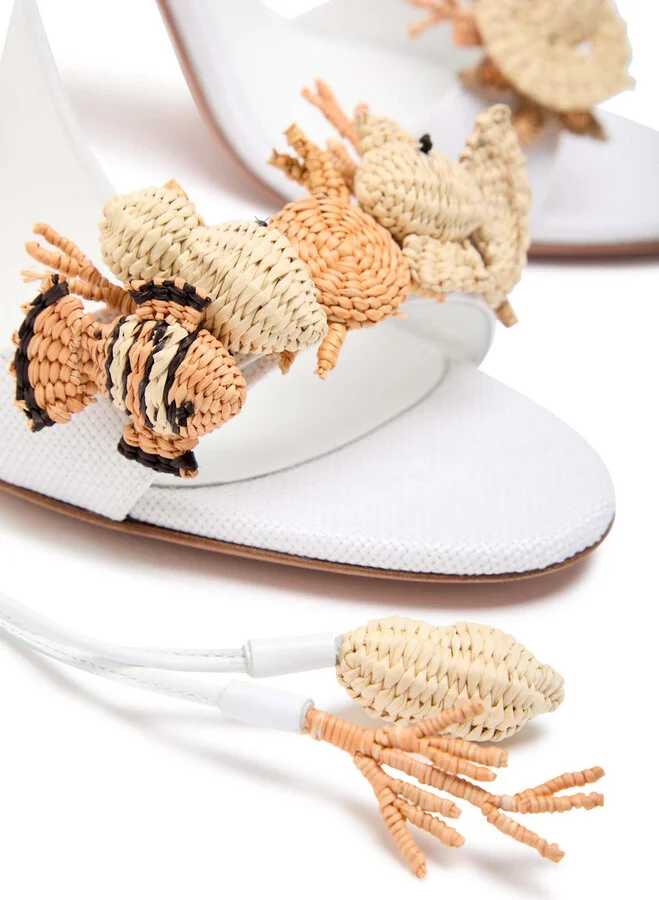 Aquazzura Marea 105 Appliquéd canvas Sandals - Image 4
