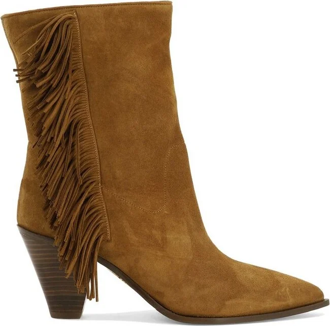 Aquazzura Marfa Fringe Detailed Pointed-Toe Boots