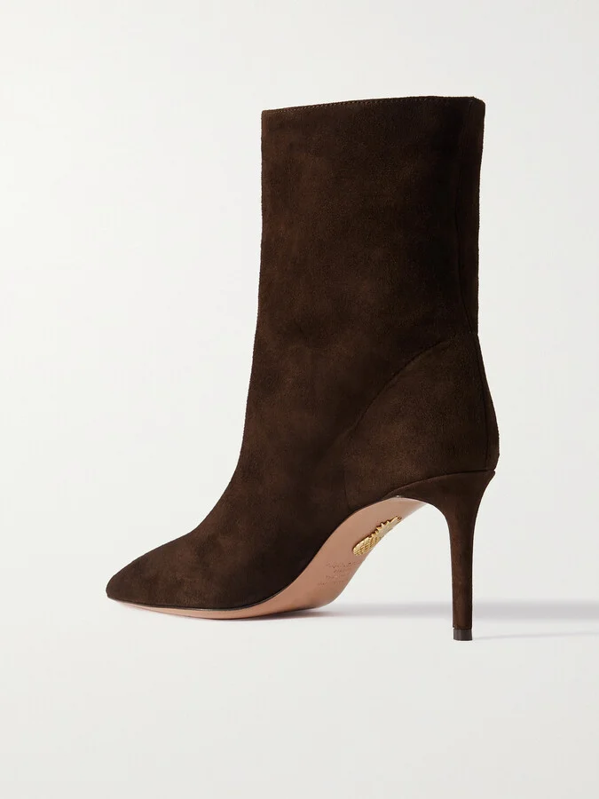 Aquazzura - Matignon Suede Ankle Boots - Brown - Image 3