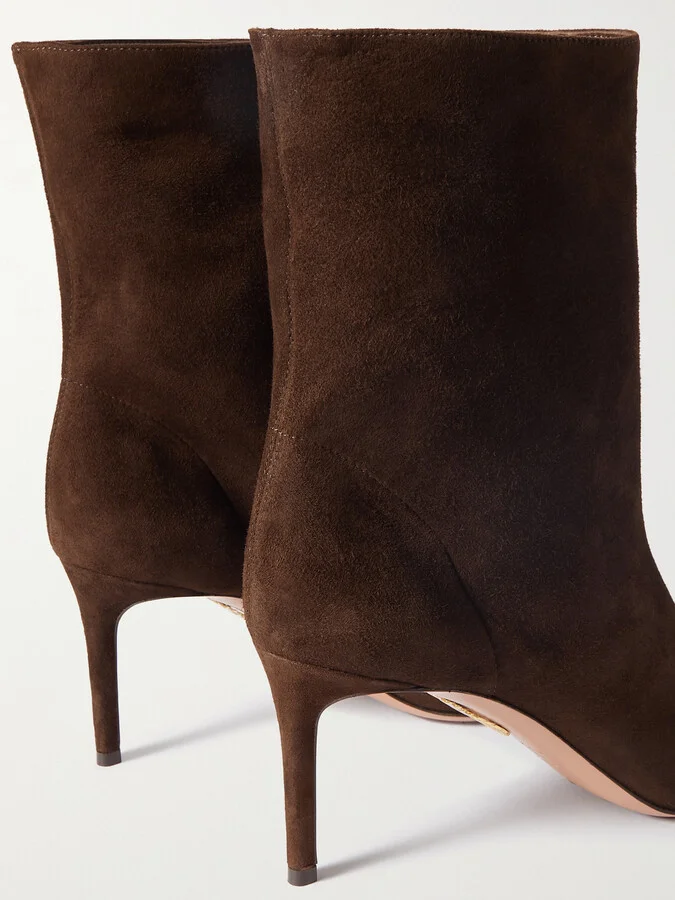 Aquazzura - Matignon Suede Ankle Boots - Brown - Image 4