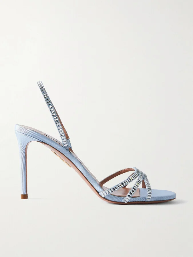 Aquazzura - Memoire Crystal-embellished Grosgrain Sandals - Blue