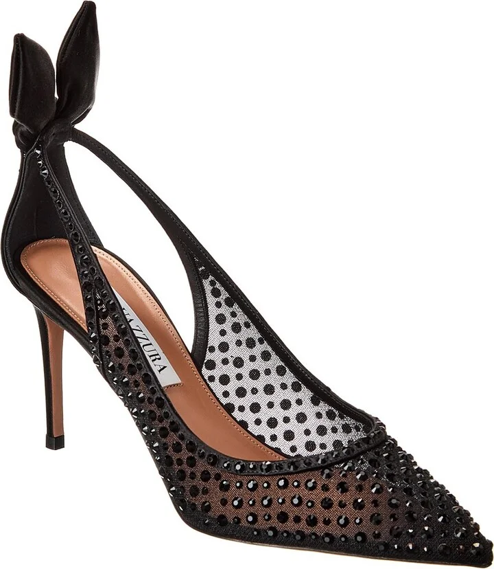 Aquazzura Mesh & Satin Slingback Pump