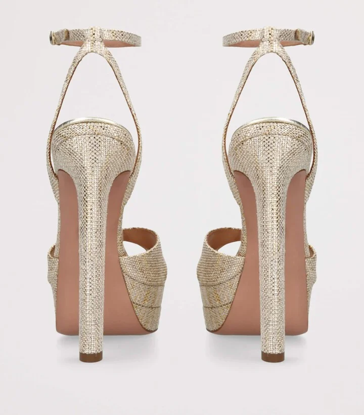 Aquazzura Metallic Divine Plateau Platform Sandals 130 - Image 2