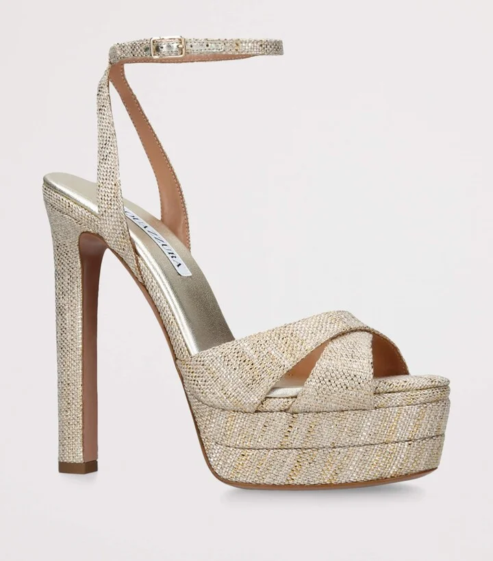 Aquazzura Metallic Divine Plateau Platform Sandals 130 - Image 3