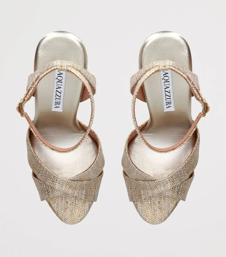 Aquazzura Metallic Divine Plateau Platform Sandals 130 - Image 4