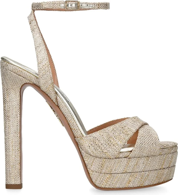 Aquazzura Metallic Divine Plateau Platform Sandals 130