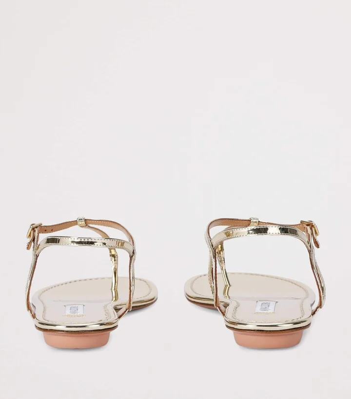 Aquazzura Metallic Leather Almost Bare Sandals - Image 2