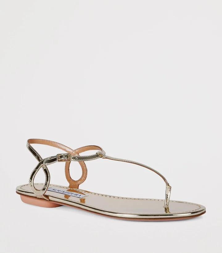 Aquazzura Metallic Leather Almost Bare Sandals - Image 3