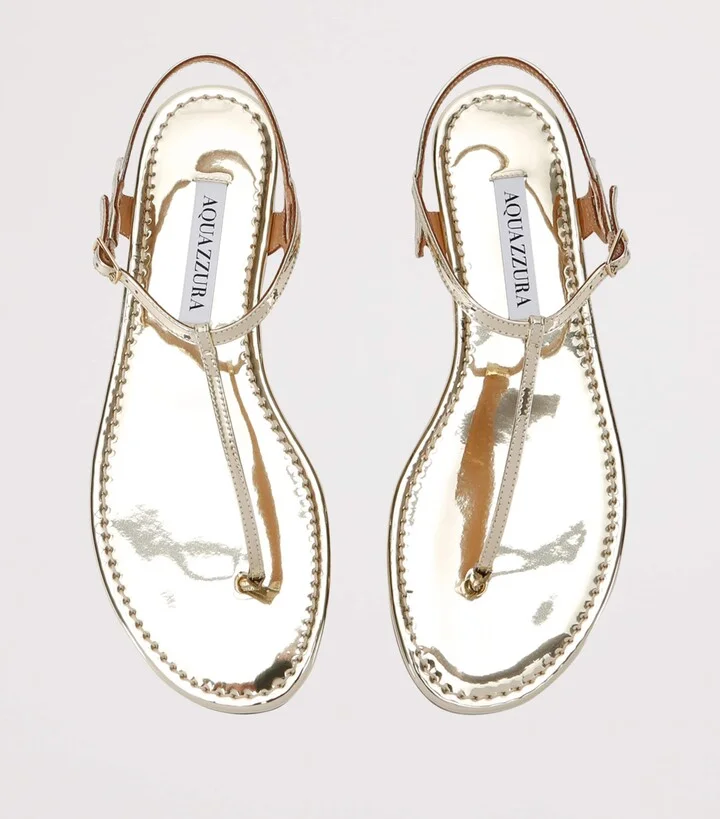 Aquazzura Metallic Leather Almost Bare Sandals - Image 4
