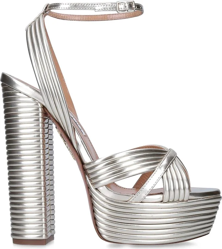 Aquazzura Metallic Sundance Platform Sandals 140 - Image 3