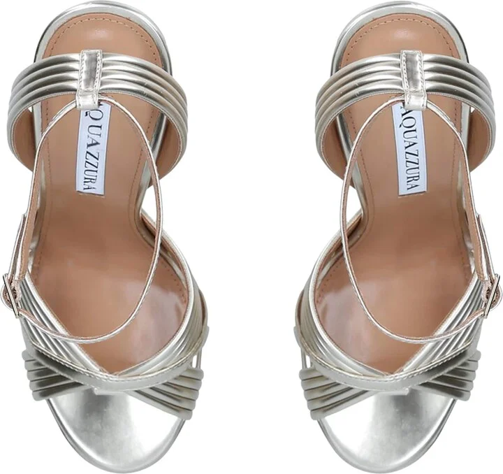 Aquazzura Metallic Sundance Platform Sandals 140 - Image 4
