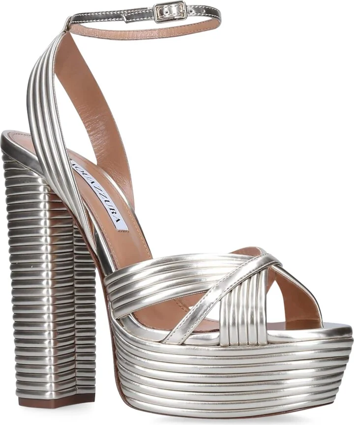 Aquazzura Metallic Sundance Platform Sandals 140