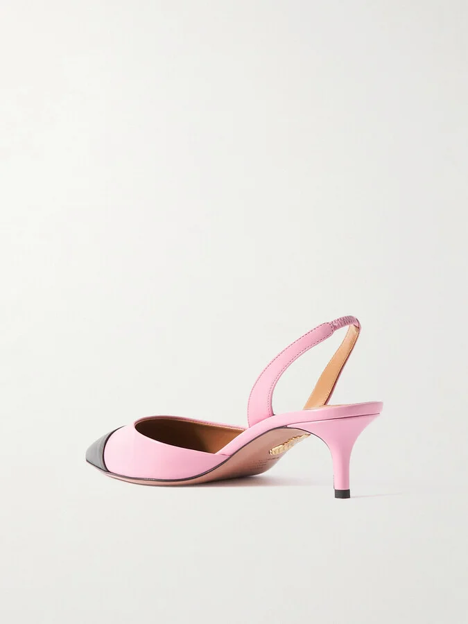 Aquazzura - Milanese 50 Leather Slingback Pumps - Pink - Image 3