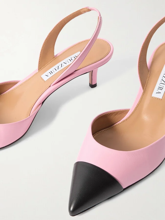 Aquazzura - Milanese 50 Leather Slingback Pumps - Pink - Image 4