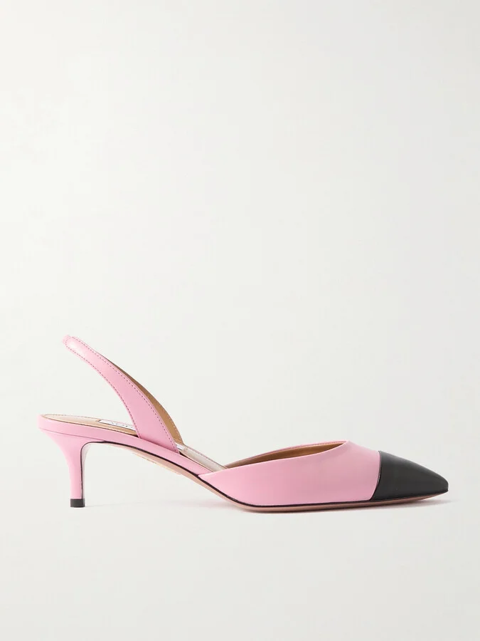 Aquazzura - Milanese 50 Leather Slingback Pumps - Pink