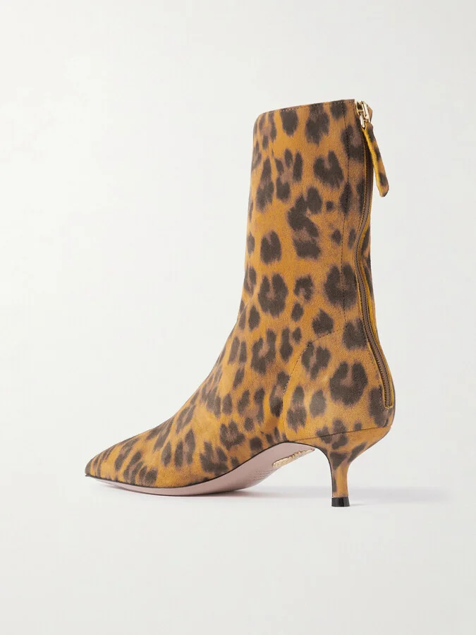 Aquazzura - Montmartre 50 Leopard-print Suede Ankle Boots - Animal print - Image 3