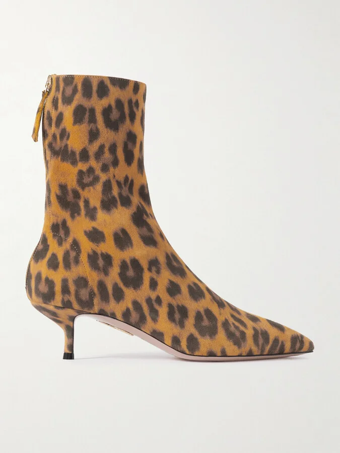 Aquazzura - Montmartre 50 Leopard-print Suede Ankle Boots - Animal print