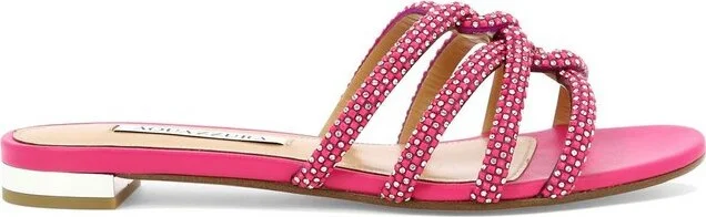 Aquazzura Moondust Embellished Slip-On Slides