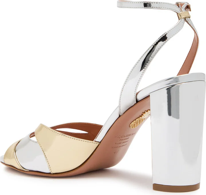 Aquazzura Moves 85 Metallic Leather Sandals - Image 2