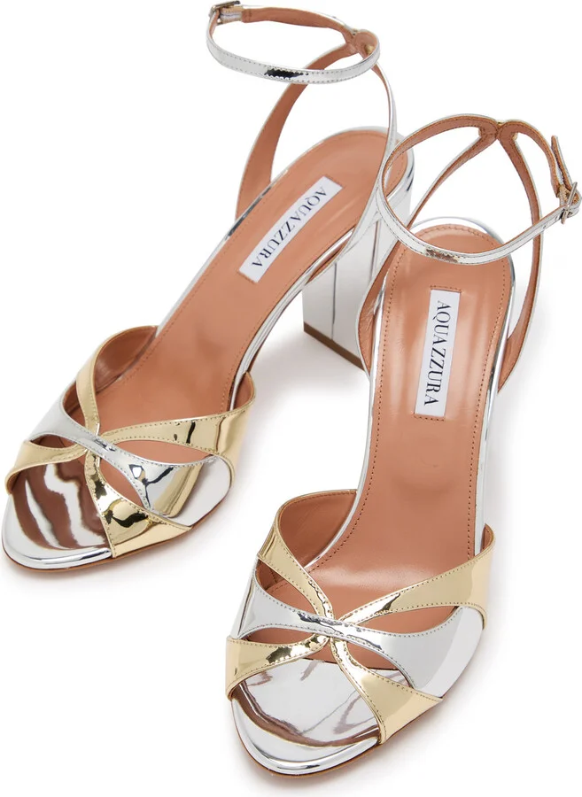 Aquazzura Moves 85 Metallic Leather Sandals - Image 3