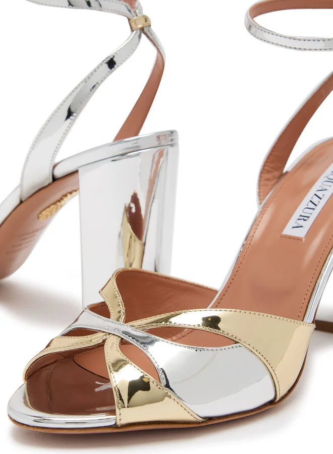 Aquazzura Moves 85 Metallic Leather Sandals - Image 4