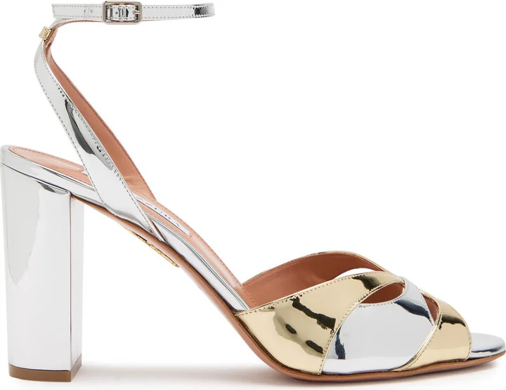 Aquazzura Moves 85 Metallic Leather Sandals