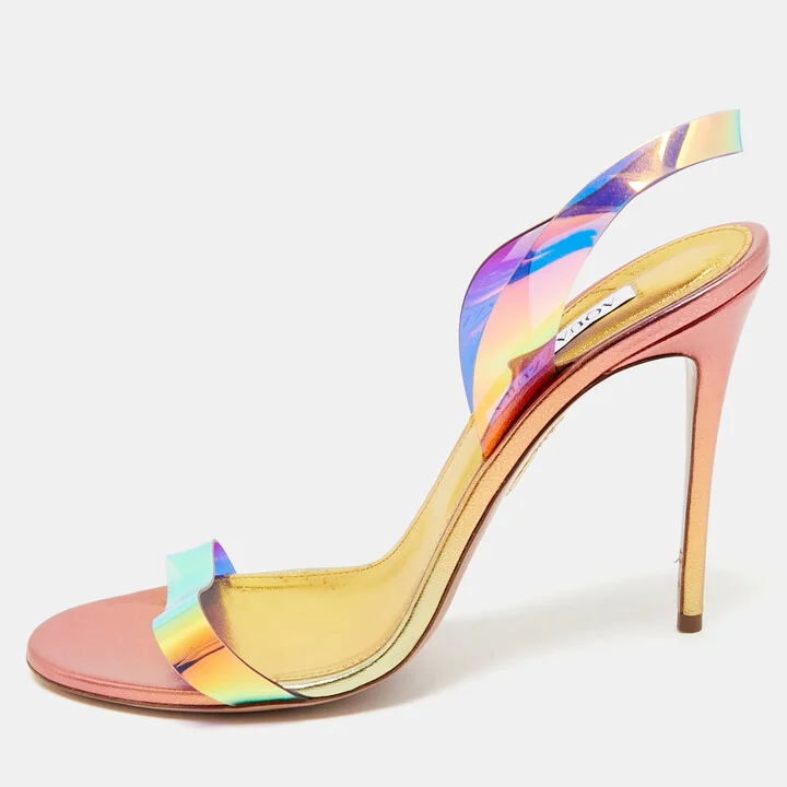 Aquazzura Multicolor PVC So Nude Slingback Sandals Size 41
