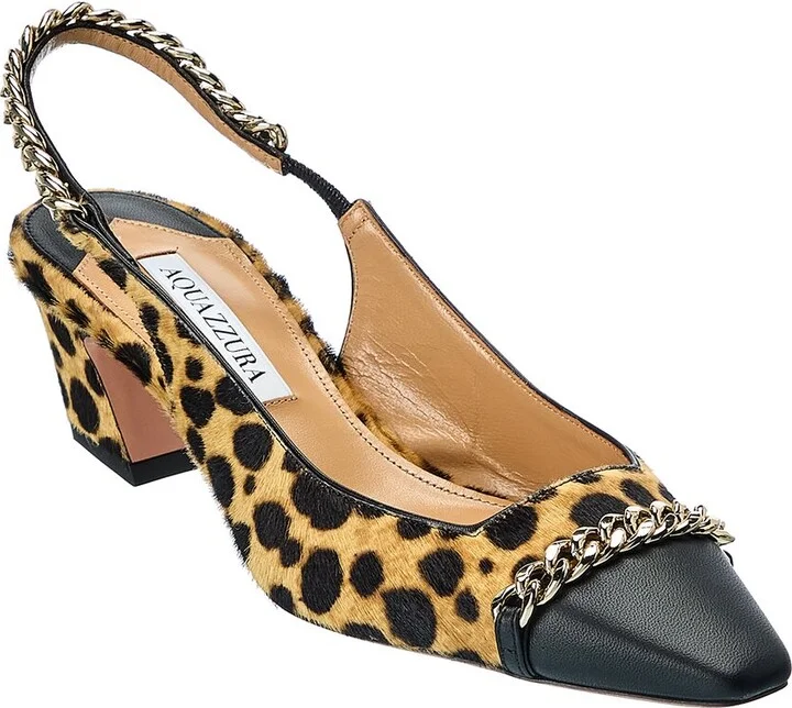 Aquazzura Nikki Cavallino 50 Haircalf Slingback Pump