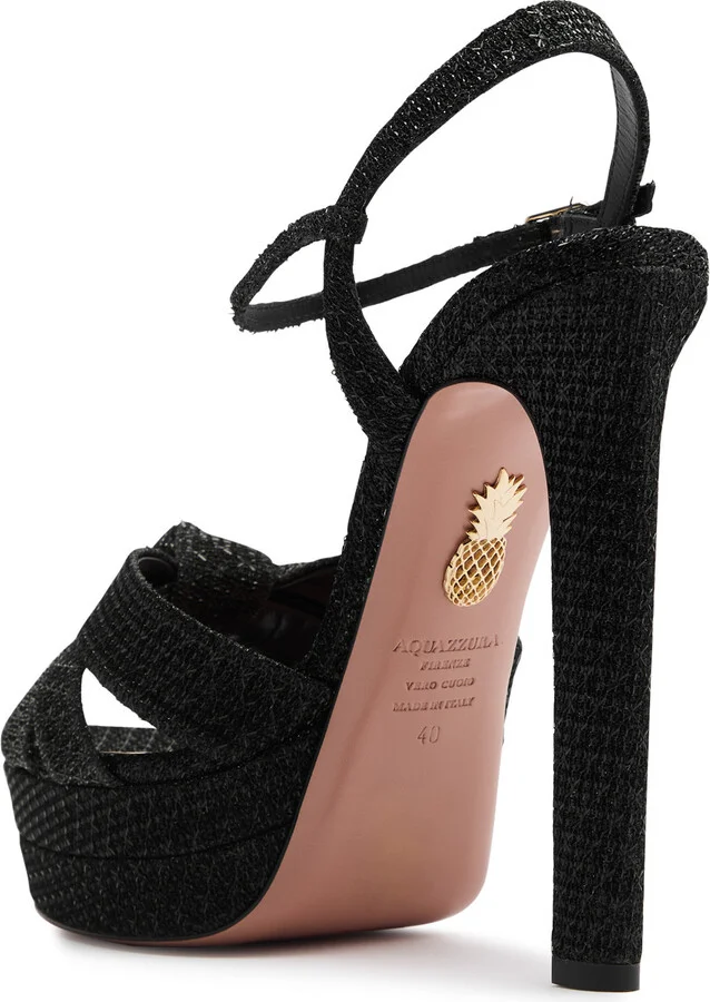 Aquazzura Nina 85 Metallic Woven Platform Sandals - Image 2
