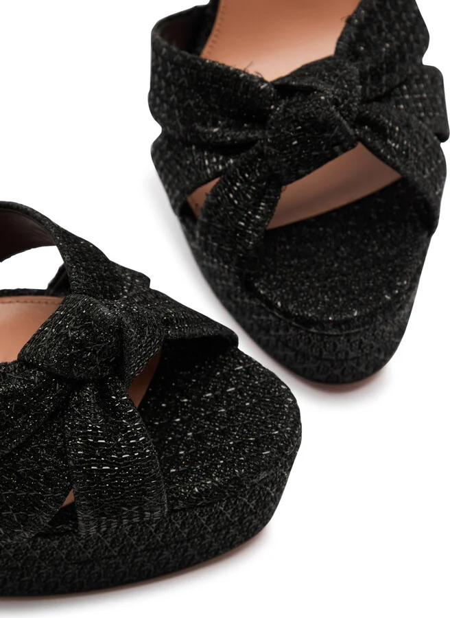 Aquazzura Nina 85 Metallic Woven Platform Sandals - Image 3